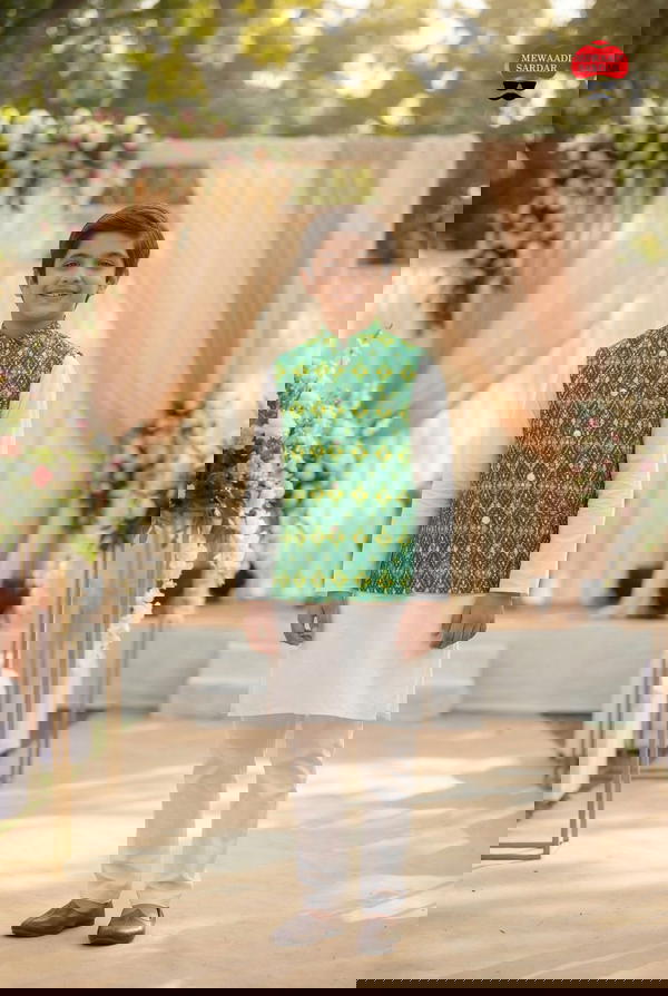 Traditional Kids Kurta Koti Pant Set