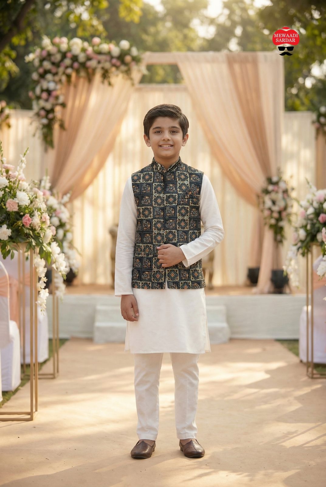 Stylish Kids Kurta Koti Set with Satin Finish 1