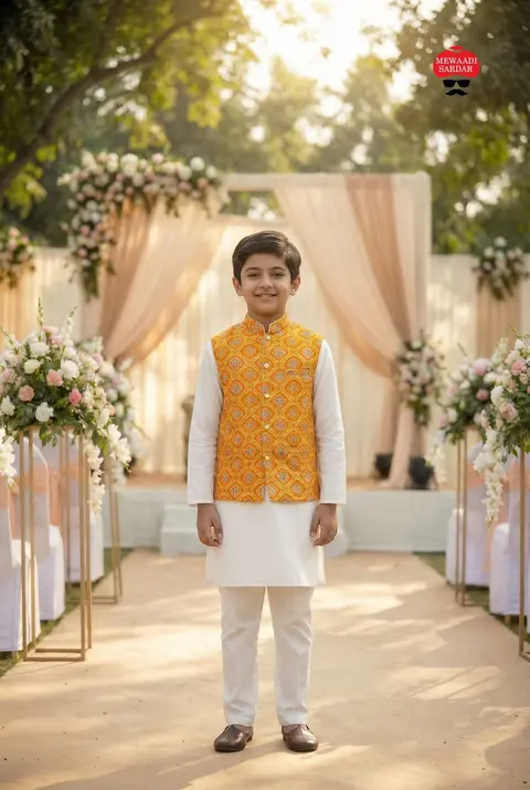 Premium Kids Ethnic Wear Kurta Koti Set 1