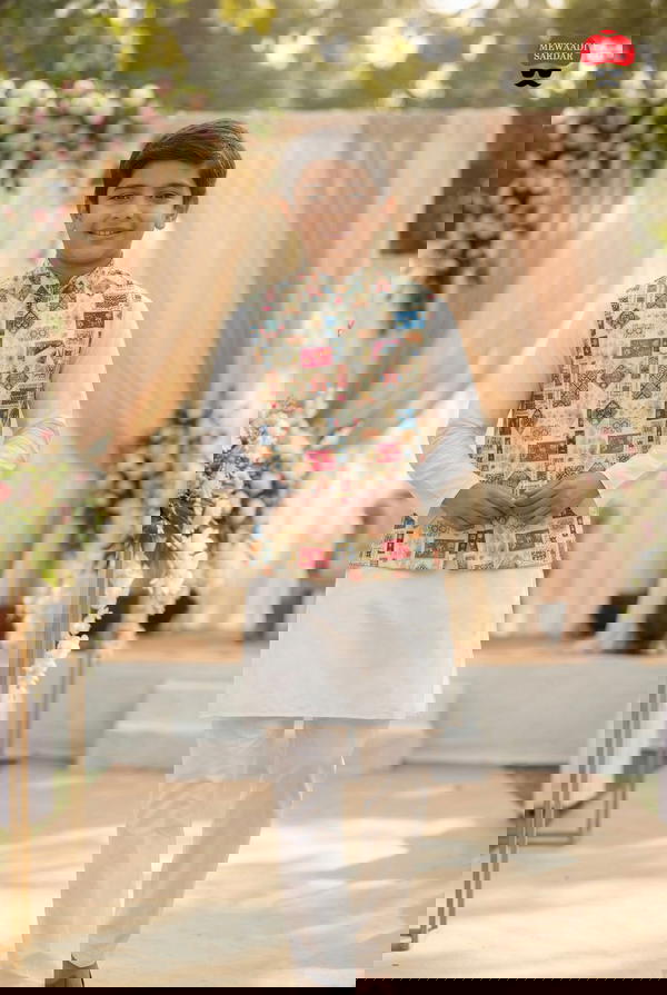 Kids Kurta Koti Pyjama Set in Malai Satin – Festive Wear