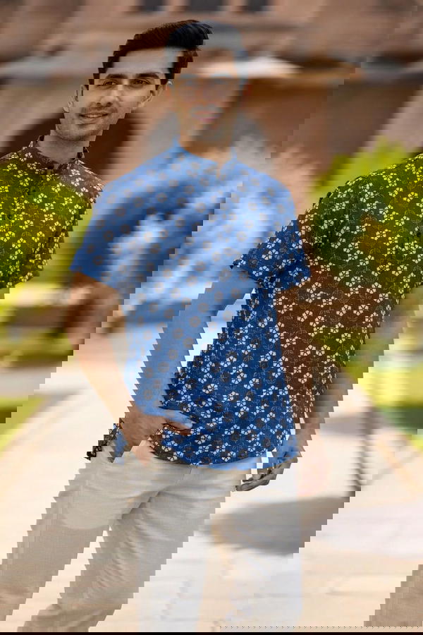 Premium Printed Cotton Short Kurta for Men – Summer Collection