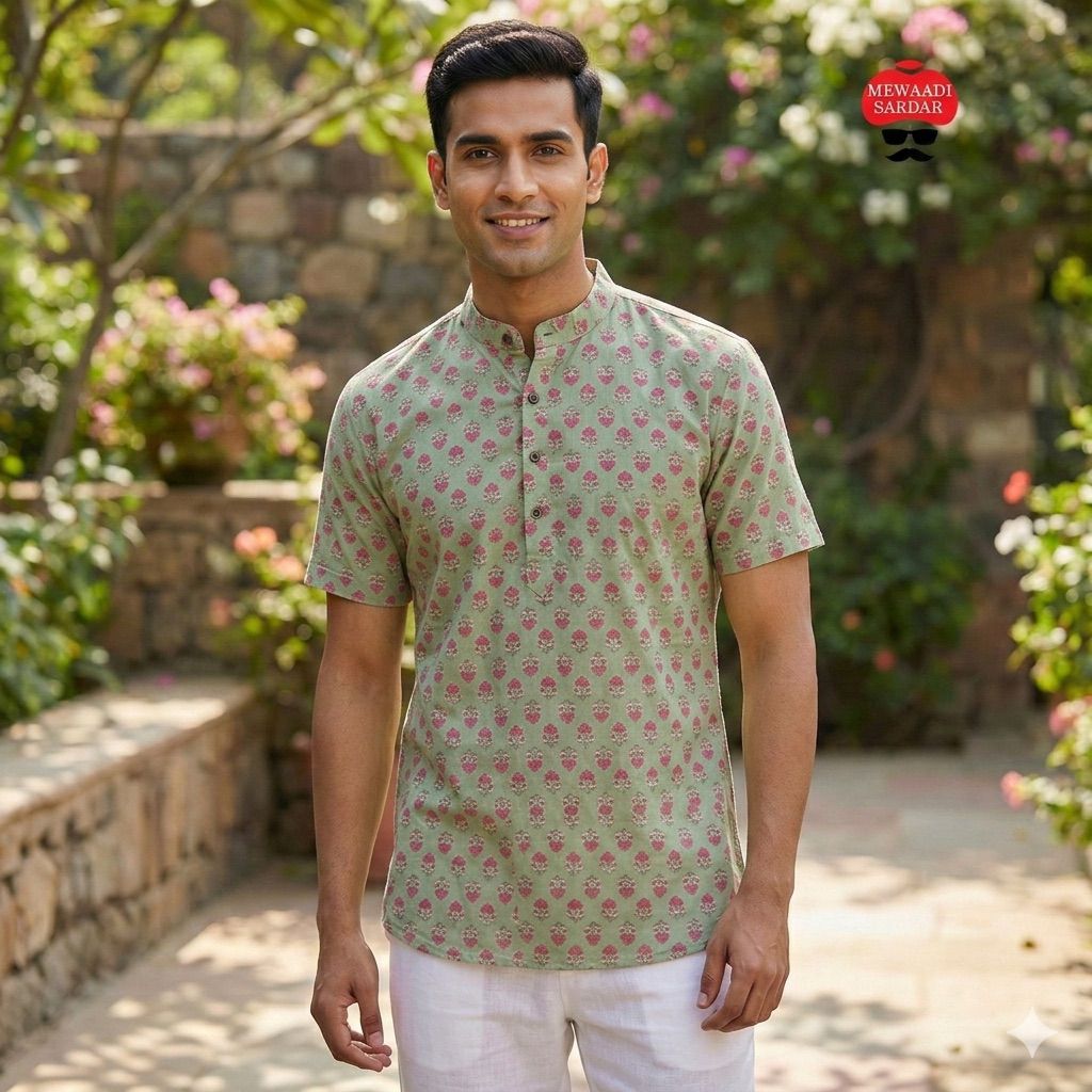 Men’s Half Sleeve Short Kurta – Festive & Casual Collection 1