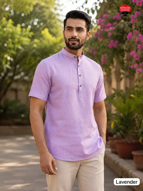 Men's Khadi Linen Short Kurta – Half Sleeve Summer Collection 4