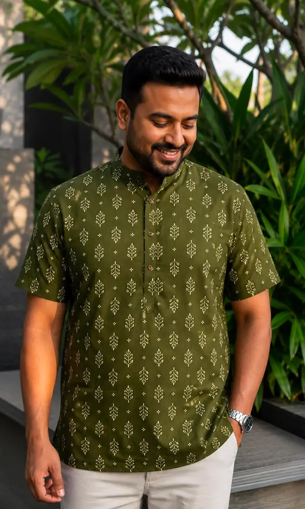 Cotton Printed Kurta for Men – Smart Casual & Festive Wear