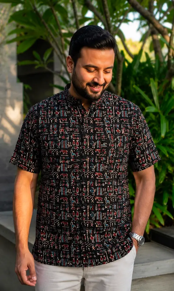 Men’s Short Printed Kurta – Modern Indian Ethnic Collection