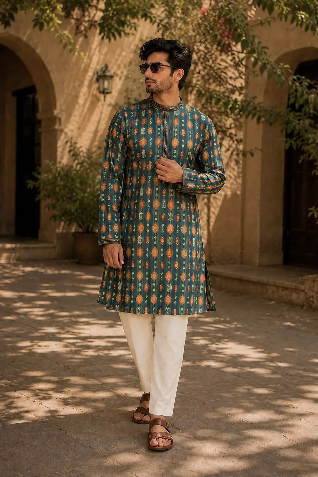 Traditional Men's Kurta Pajama | Heavy Silk Jacquard Embroidery Work 1