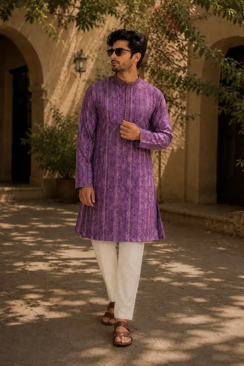 Premium Silk Jacquard Kurta Pajama Set for Men | Festive Ethnic Wear 1