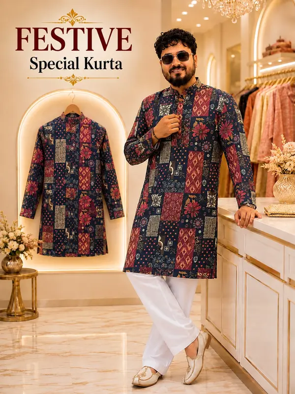 Stylish Printed Kurta With Raymond Cotton Pyjama