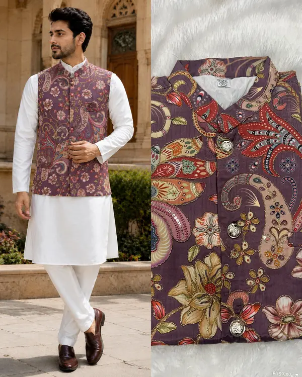 Elegant Malai Satin Kurta Pant with Sequins Koti