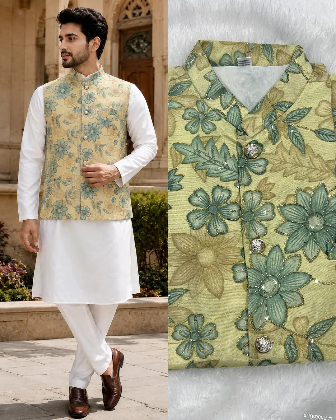 Men’s Designer Kurta Pant Koti Set | Traditional Festive Wear 1
