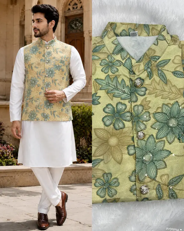 Men’s Designer Kurta Pant Koti Set | Traditional Festive Wear