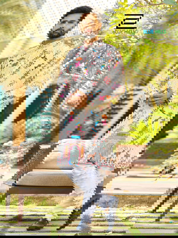 Viral printed white kurta pajama for men