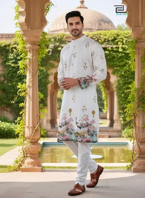 White peacock Printed daaman work kurtas 2