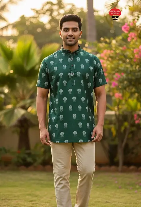 Best-Selling Men’s Printed Cotton Short Kurta 2