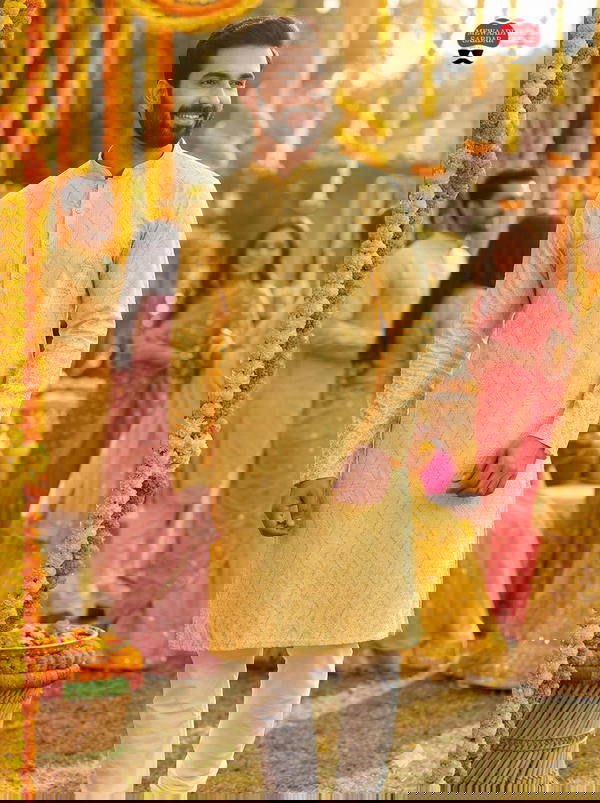 Yellow Haldi Special Stylish Men’s Kurta pyjama