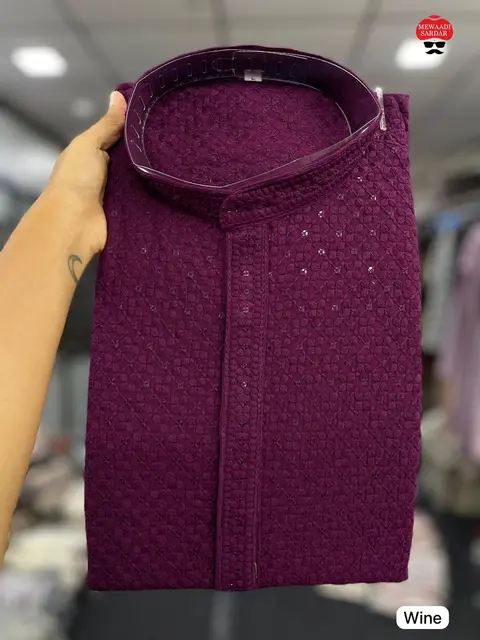 Lucknowi Chikankari Men's Kurta 7