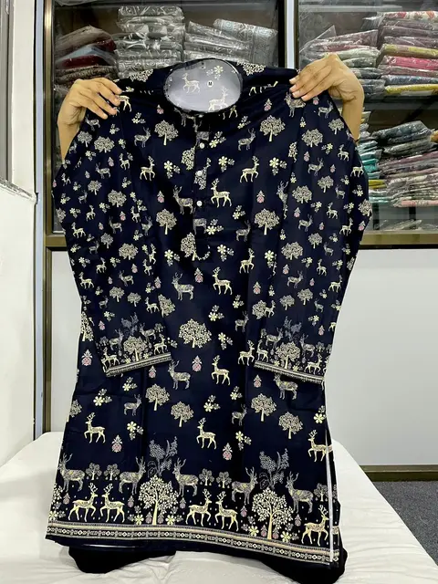 Black Function Special Printed Kurta with Pyjama 2
