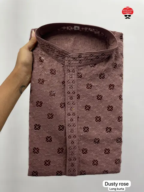 Lacknowi chikankari Long kurta Men's 2