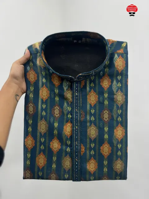 Traditional Men's Kurta Pajama | Heavy Silk Jacquard Embroidery Work 2