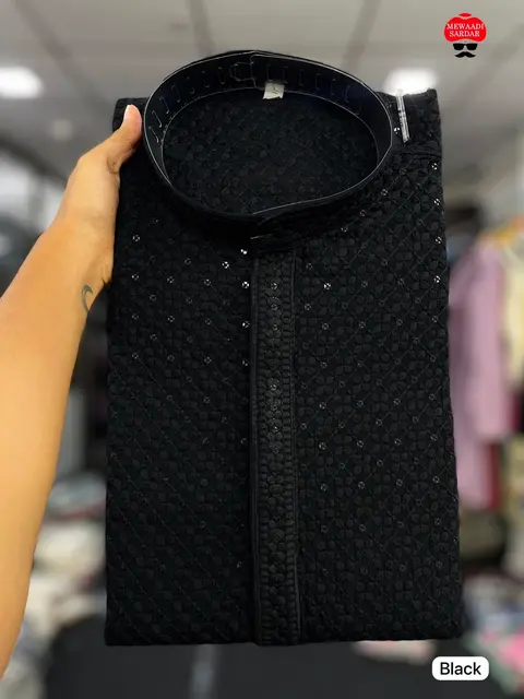 Lucknowi Chikankari Men's Kurta 5