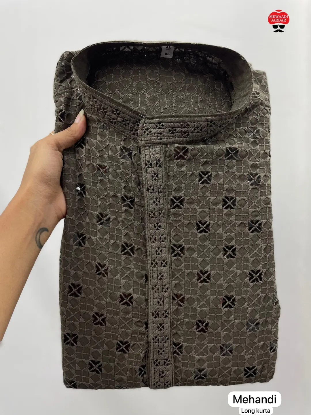 Lacknowi chikankari Long kurta Men's 1