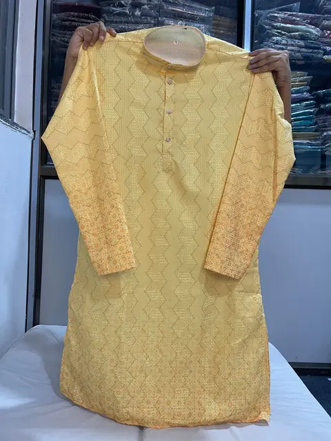 Yellow Haldi Special Stylish Men’s Kurta pyjama 1