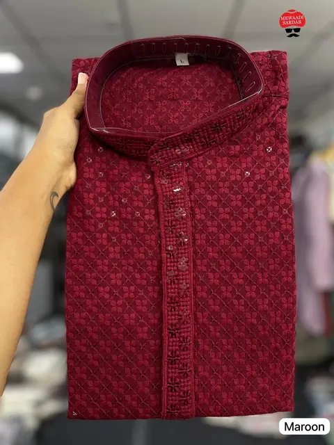 Lucknowi Chikankari Men's Kurta 4