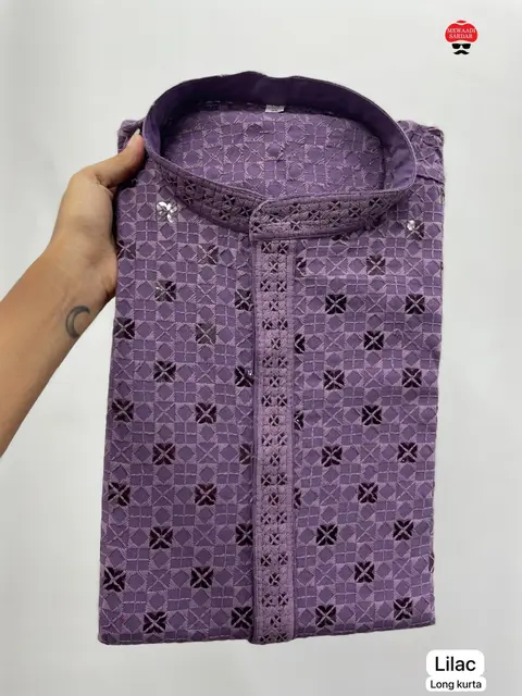 Lacknowi chikankari Long kurta Men's 7