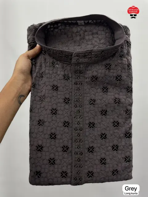 Lacknowi chikankari Long kurta Men's 6