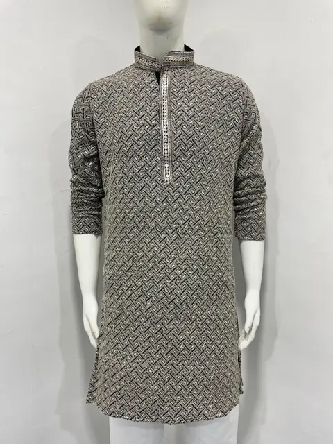 Men’s Luxury Festive Kurta with Embroidery & Sequins Work 2
