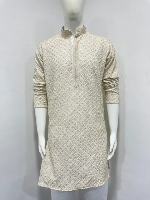 White Designer Men’s Rayon Kurta Pyjama for Festivals & Functions 2
