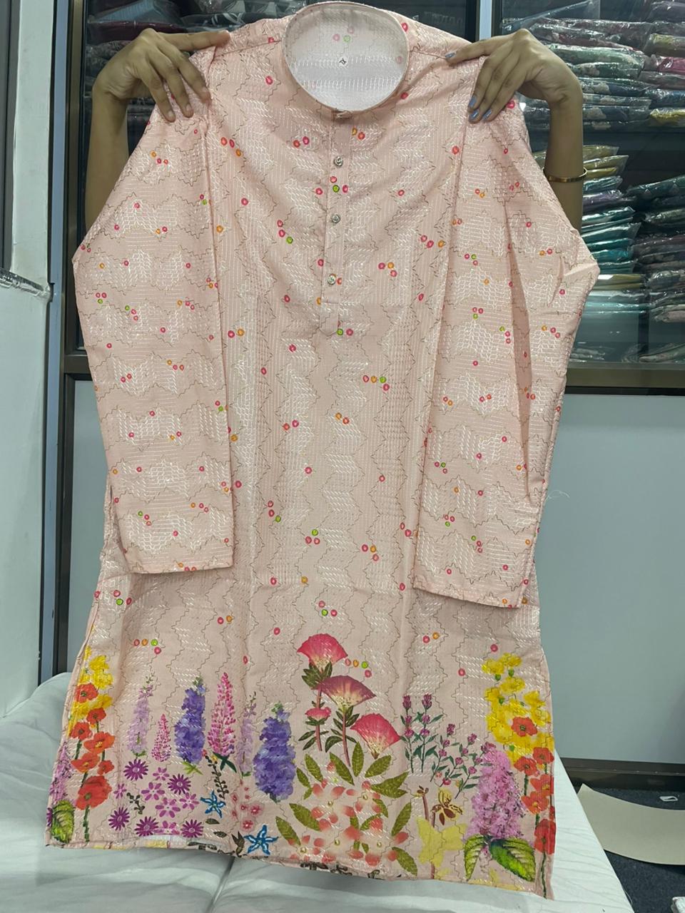 Men’s Heavy Rayon Festive Kurta pajama with Embroidery Work 1