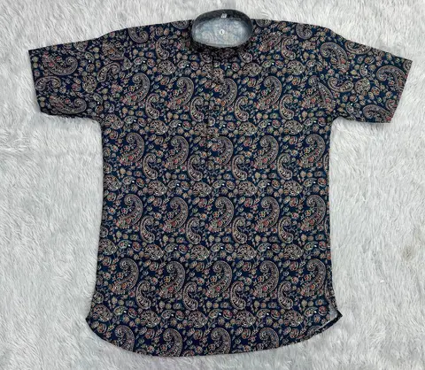 Trendy Printed Cotton Kurta for Men – Short Ethnic Wear 2