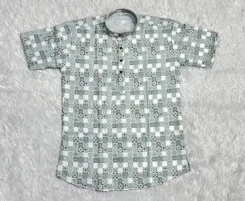 Men’s Printed Half Sleeve Kurta – Stylish Festive & Casual Wear 2