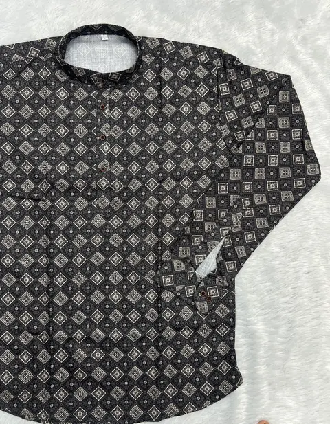 Men’s Premium Cotton Full Sleeves Shirt Kurta – Hit Print Collection 2