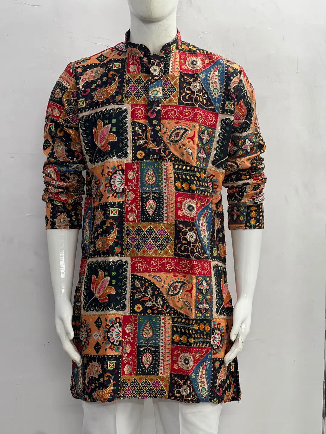 Black designer kurta with polo pants 1