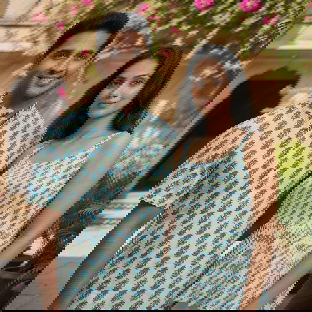 Matching printed dress for couple 1