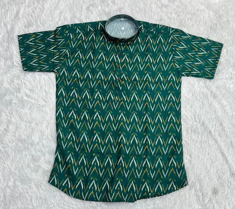 Men’s Printed Short Kurta – Premium Cotton Casual & Festive Wear 2