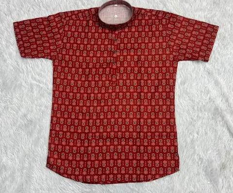Men’s Cotton Printed Short Kurta – Trendy Half Sleeve Ethnic Wear 2