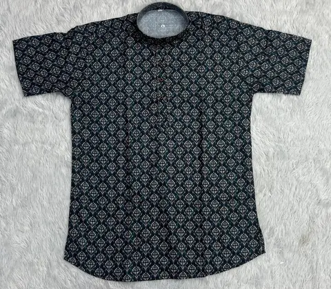 Premium Cotton Print Short Kurta for Men – Casual & Festive Collection 2