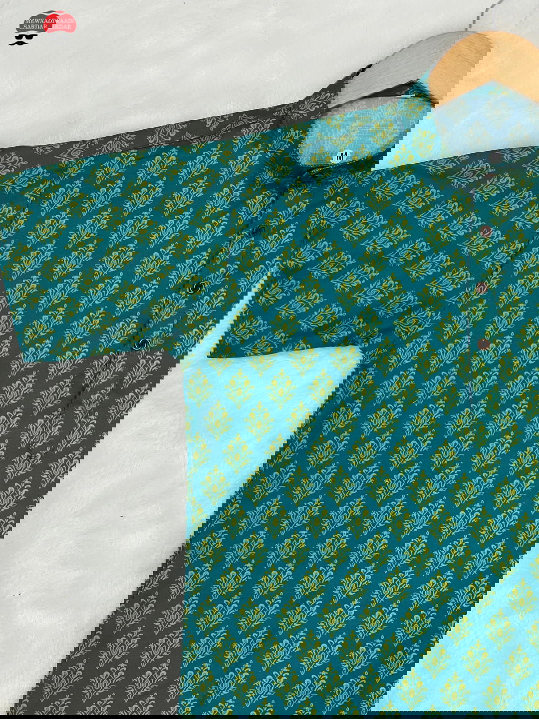 Men’s Festive Short Kurta with Modern Ethnic Print 1