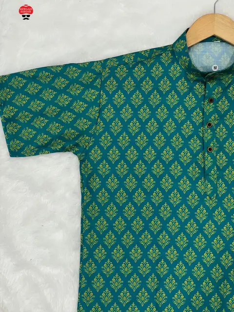 Men’s Festive Short Kurta with Modern Ethnic Print 1