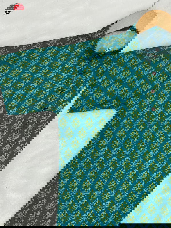 Men’s Festive Short Kurta with Modern Ethnic Print