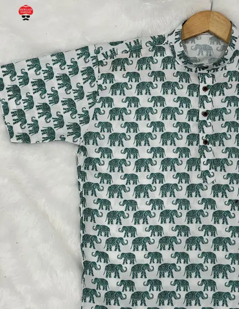 Premium Printed Cotton Short Kurta for Men 1