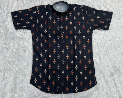 Men’s Casual Printed Short Kurta – Comfortable Cotton Ethnic Wear 2