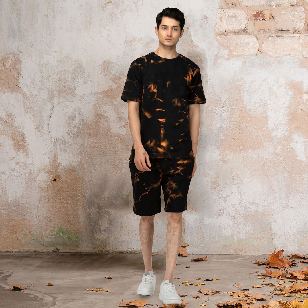 Men's Pure Cotton Tie Dye Night Suit – T-Shirt & Shorts Set 1