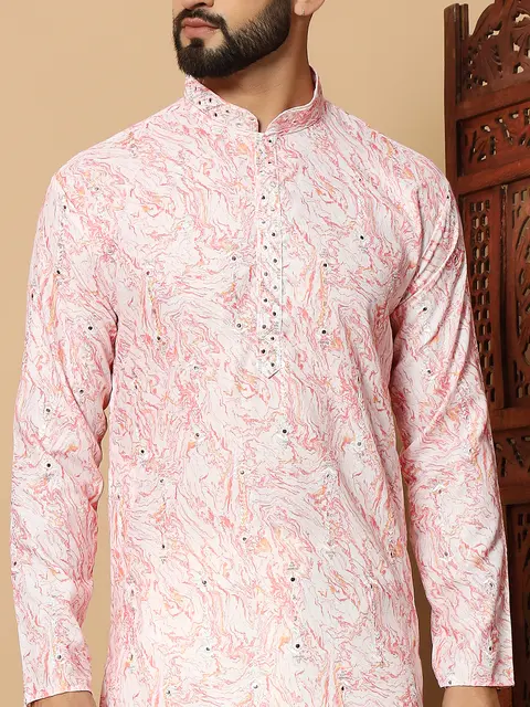 Premium Linen Cotton Kurta pyjama with Sequins Work 2