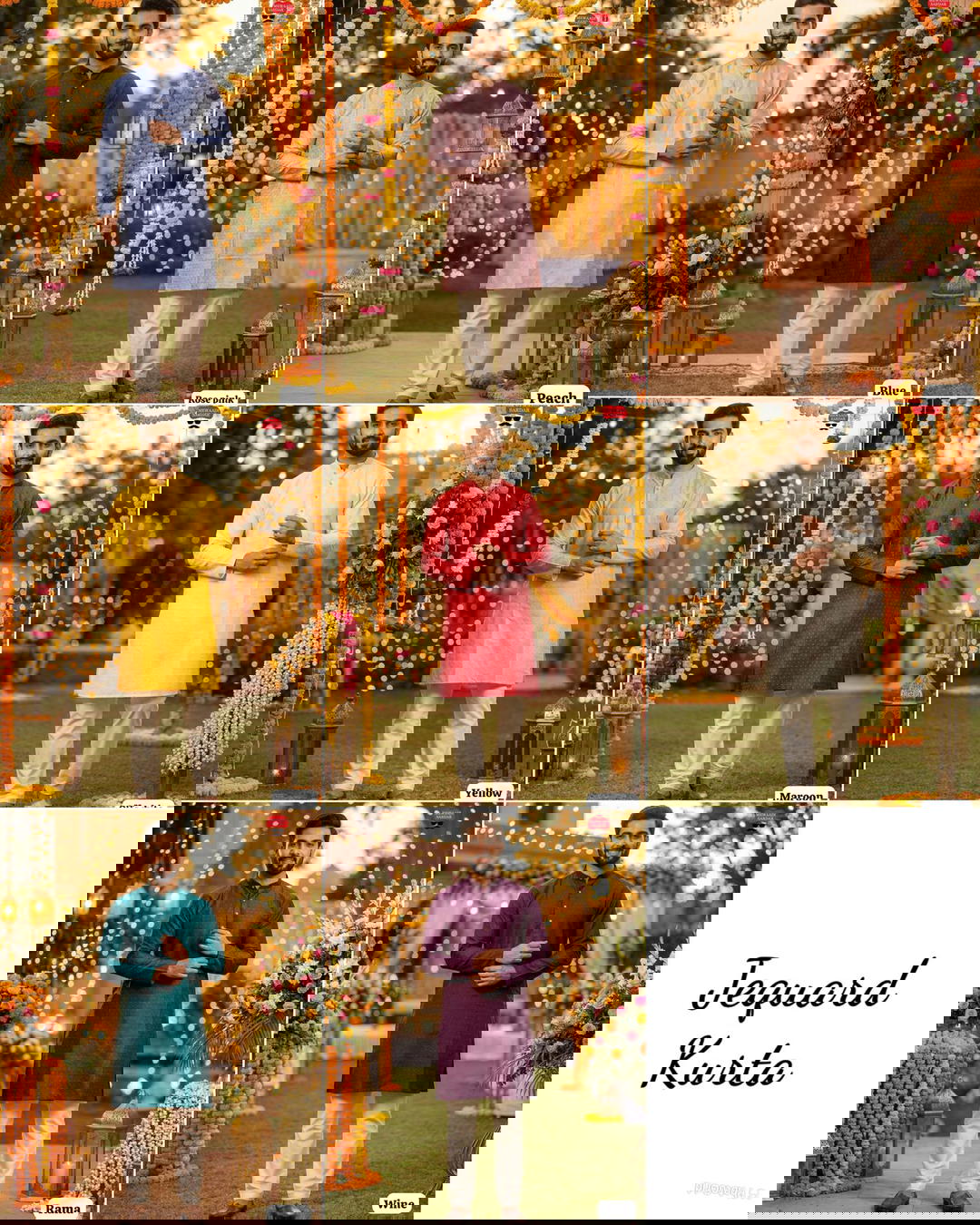 Traditional South Indian Function Wear Kurta Pyjama Set 1