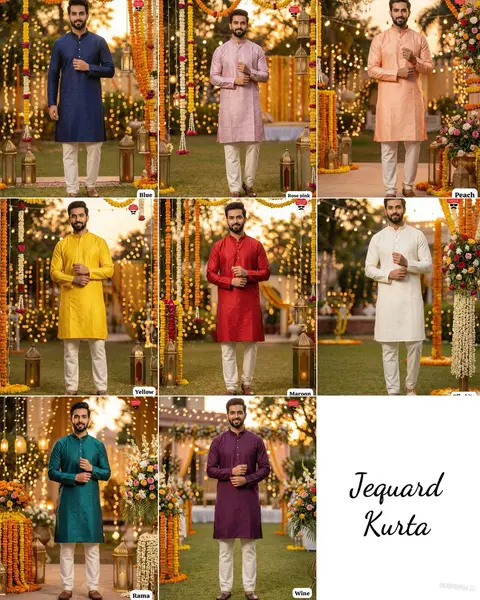 Traditional South Indian Function Wear Kurta Pyjama Set 1