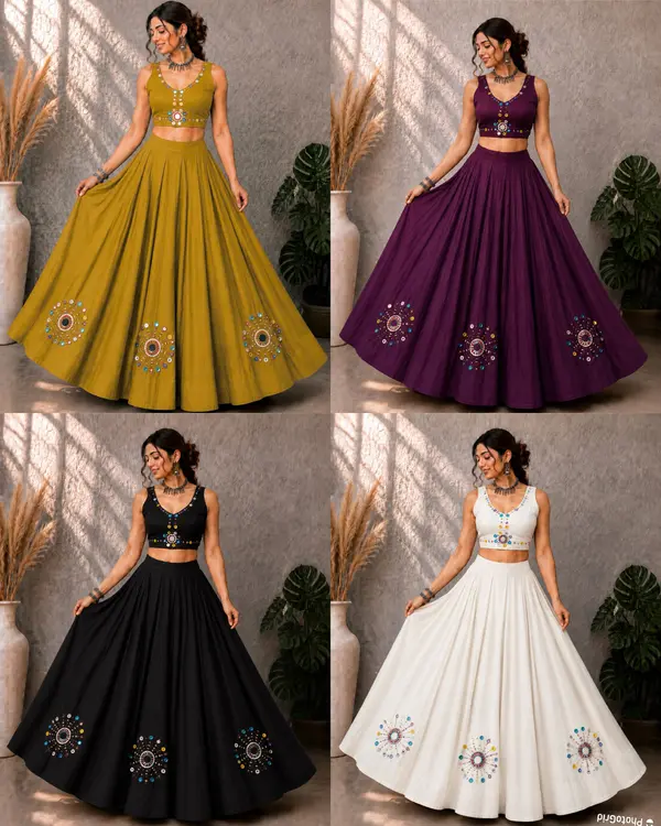 Real Mirror Work Lehenga Choli Set | Navratri & Festive Wear